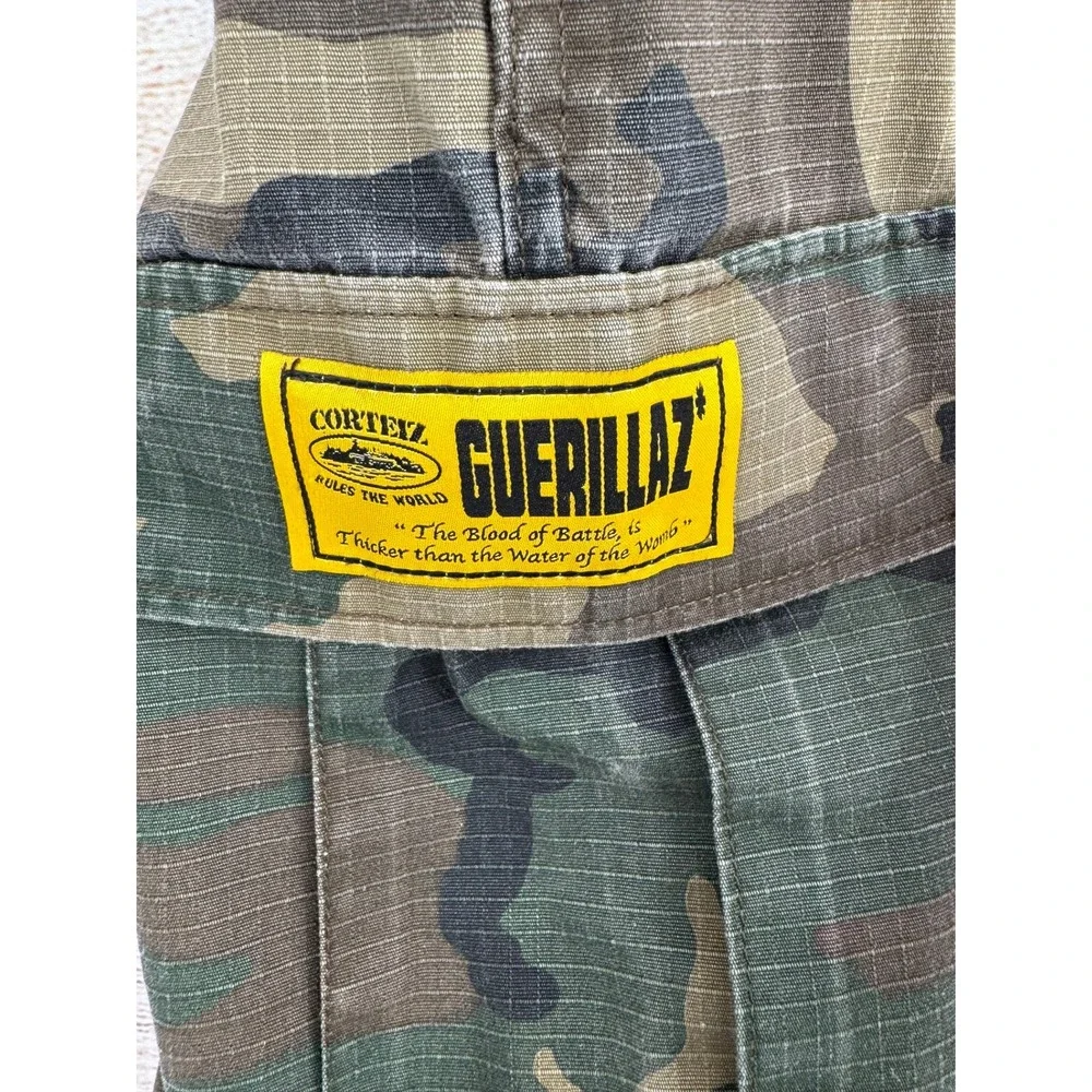 Corteiz Guerillaz Cargo Pants Mens XS Camo Ripstop Alcatraz‎ Graphic Streetwear
